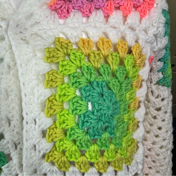 Granny Square Afghan Crochet Cardigan, Hooded Cardigan Handmade Plus Size - Picture 9 of 15